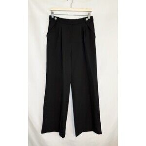 Laundry By Shelli Segal Black Wide Leg Pants Pearl Rhinestone Detail Women's MED